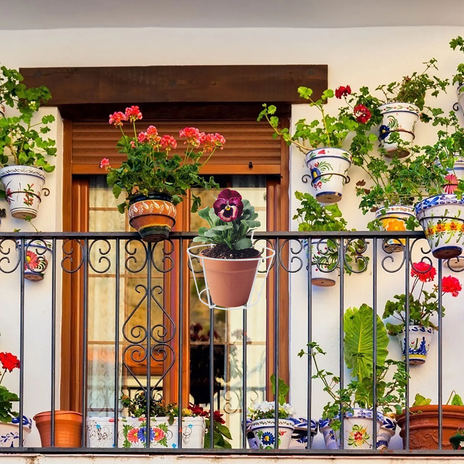 

2pcs Hanging Flowerpot Supporting Durable Iron Planter Holder Shelf Bracket for Wall Balcony Garden Window Kitchen