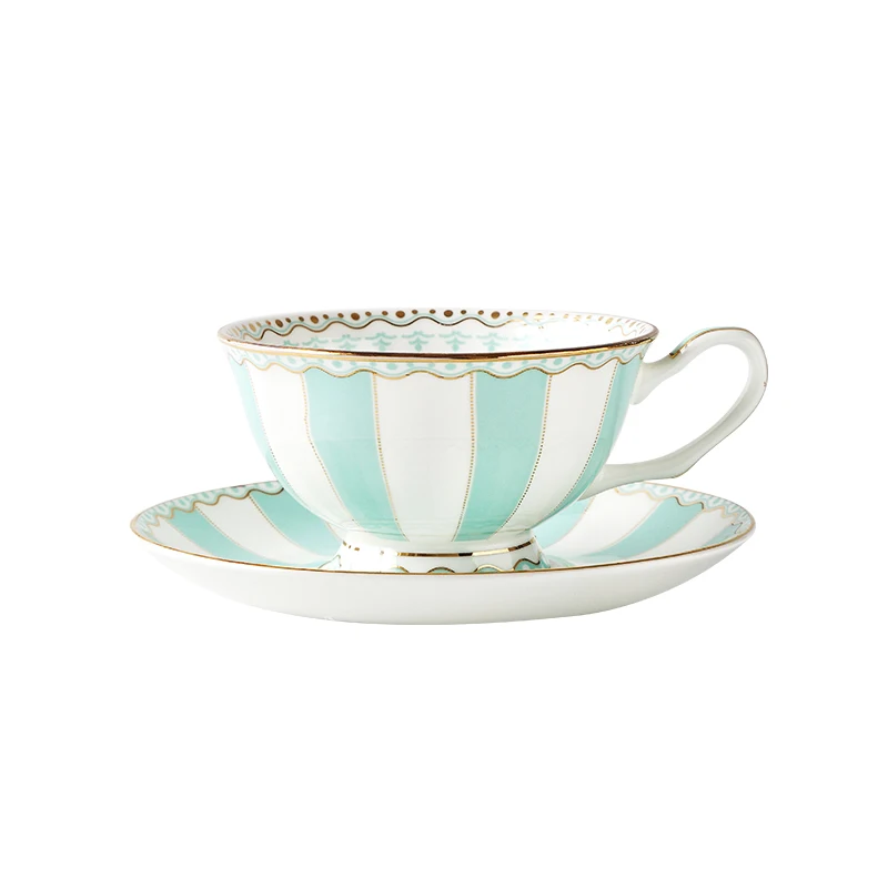 European Coffee Cup and saucer, English Afternoon Tea Set, Teacup Bone China, Home Drink Gifts, Blue and Pink