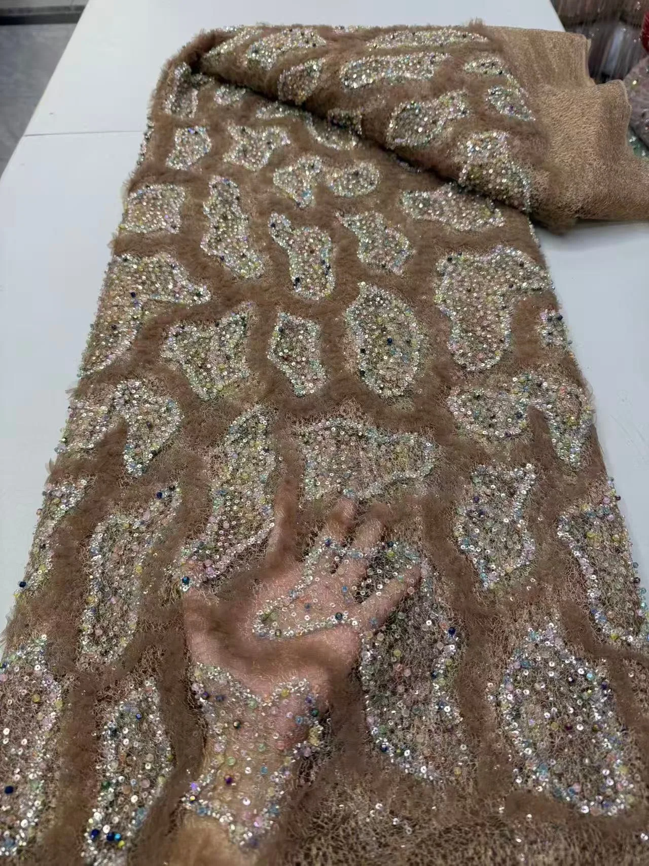 Embroidery Net Fabric - Nigerian Sequins Tulle Lace Fabric High-Quality