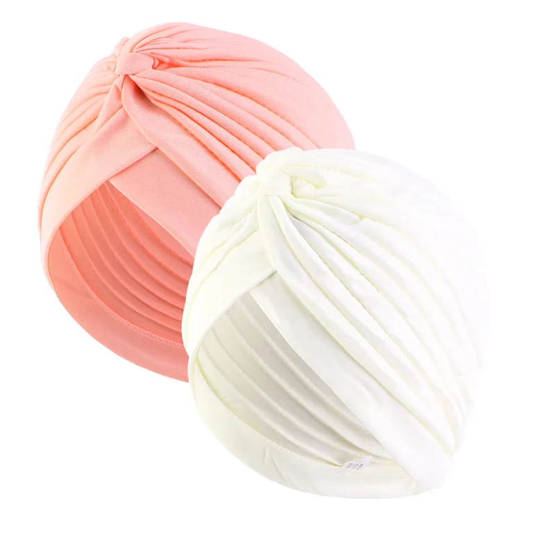 2 teile/los Stretch Turbane Kopf Beanie Abdeckung Twisted Plissee Headwrap Verschiedene Farben Haar Abdeckung Beanie Hüte für Frauen Mädchen – Detail 10