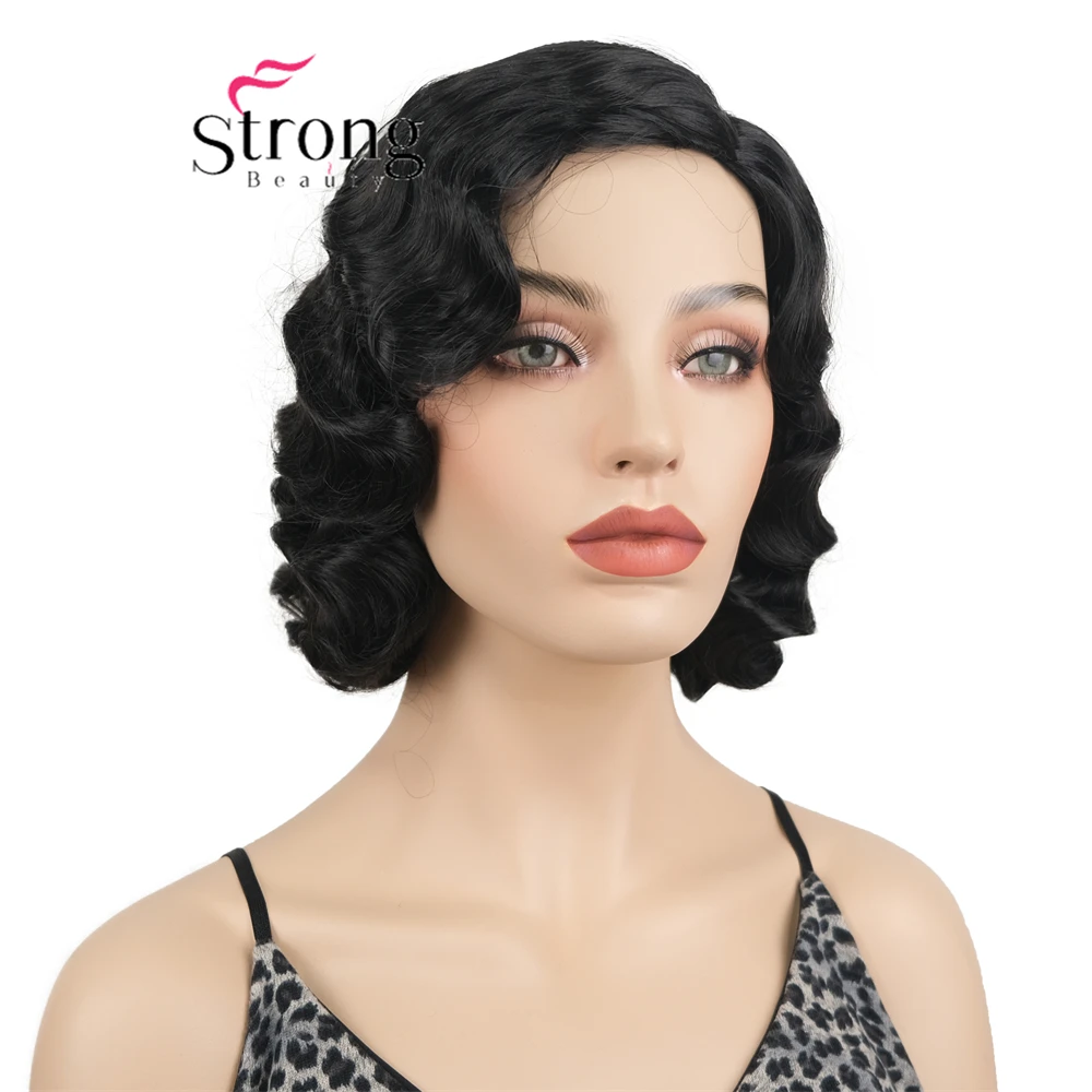 Short Retro Wig Synthetic Wig For Cosplay Natural Curly Wigs Halloween Carnival Party 1920s Celebrity Costume Finger Wave Wig