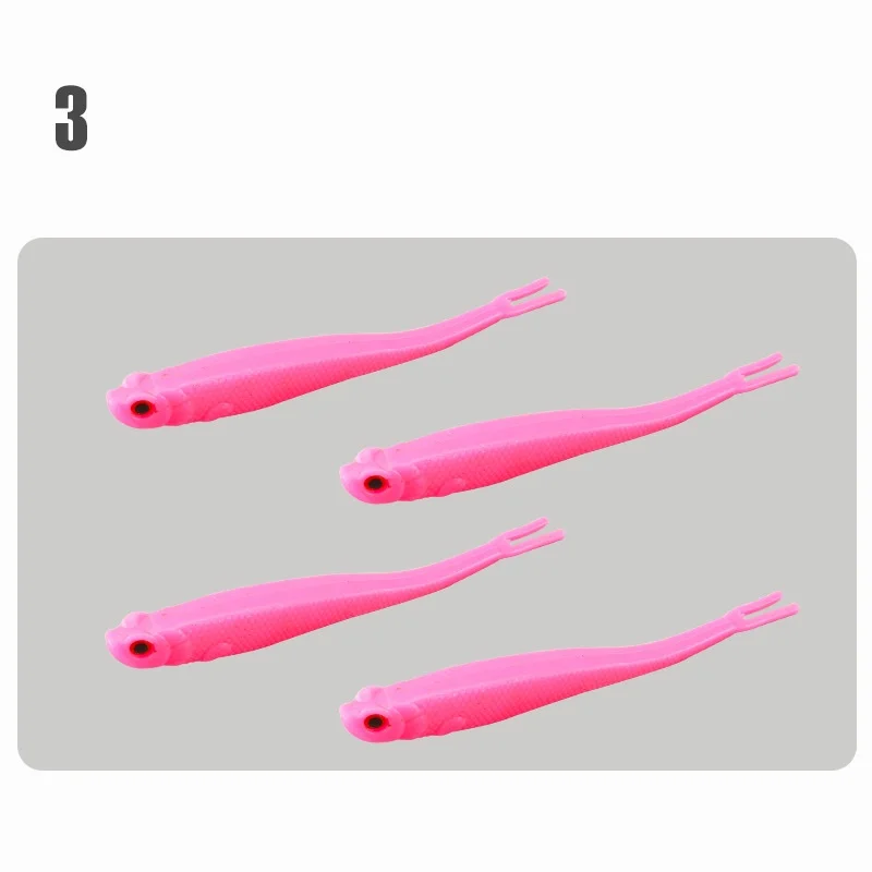 Angelköder Weichköder mit offenem Bauch und Gabelschwanz, Fischimitation, 13cm/9g, Lebendige Attraktion, 4 Stück pro Beutel – Detail 6