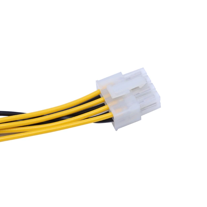 ATX 4-Pin Male To 8-Pin Female CPU Board Power Supply Converter Adapter Cable Yellow Black 20cm/7.87in