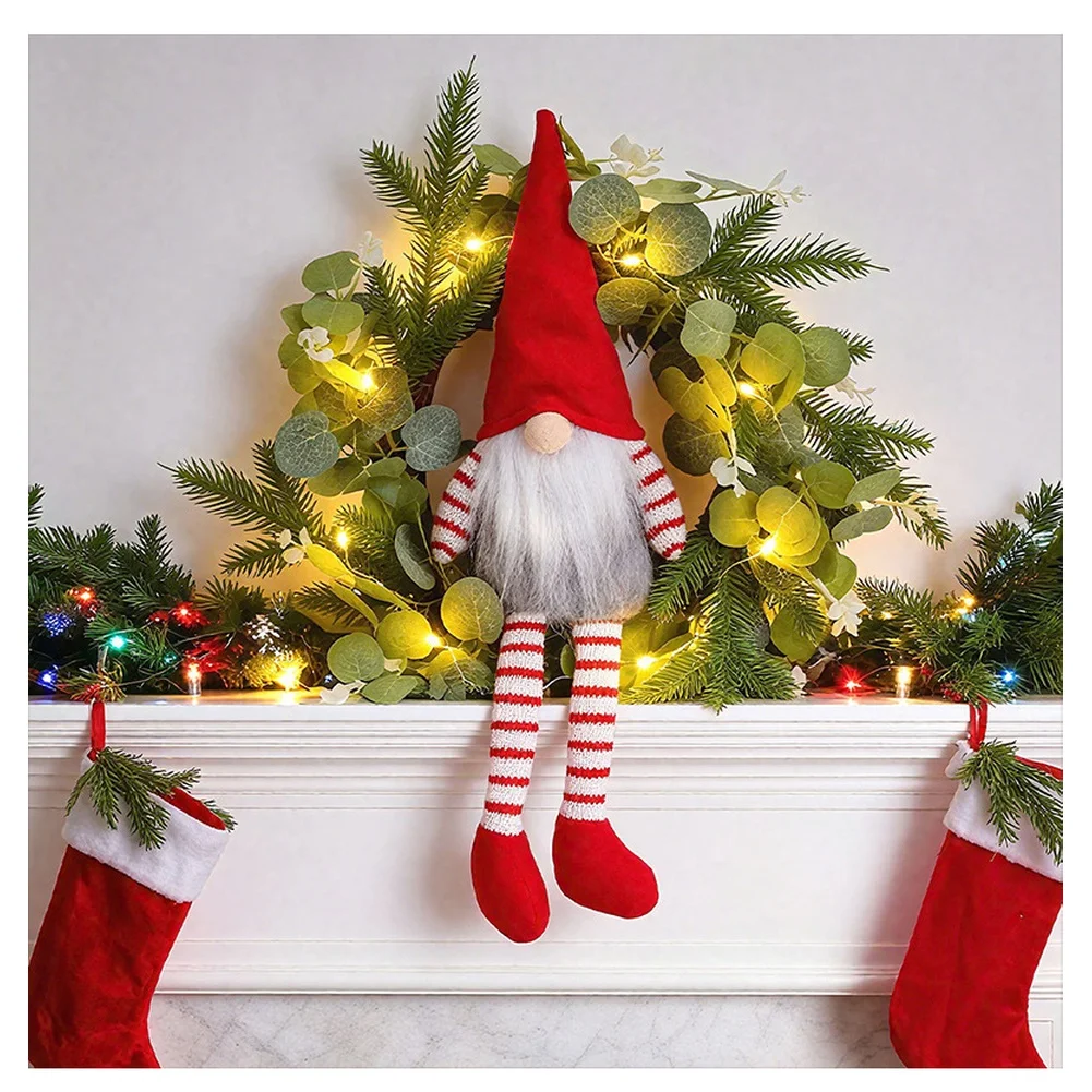 

Праздничный венок из листьев оленя со встроенной светодиодной подсветкой и длинными ножками для подвешивания окон или на стене, изготовленный из пластикового материала