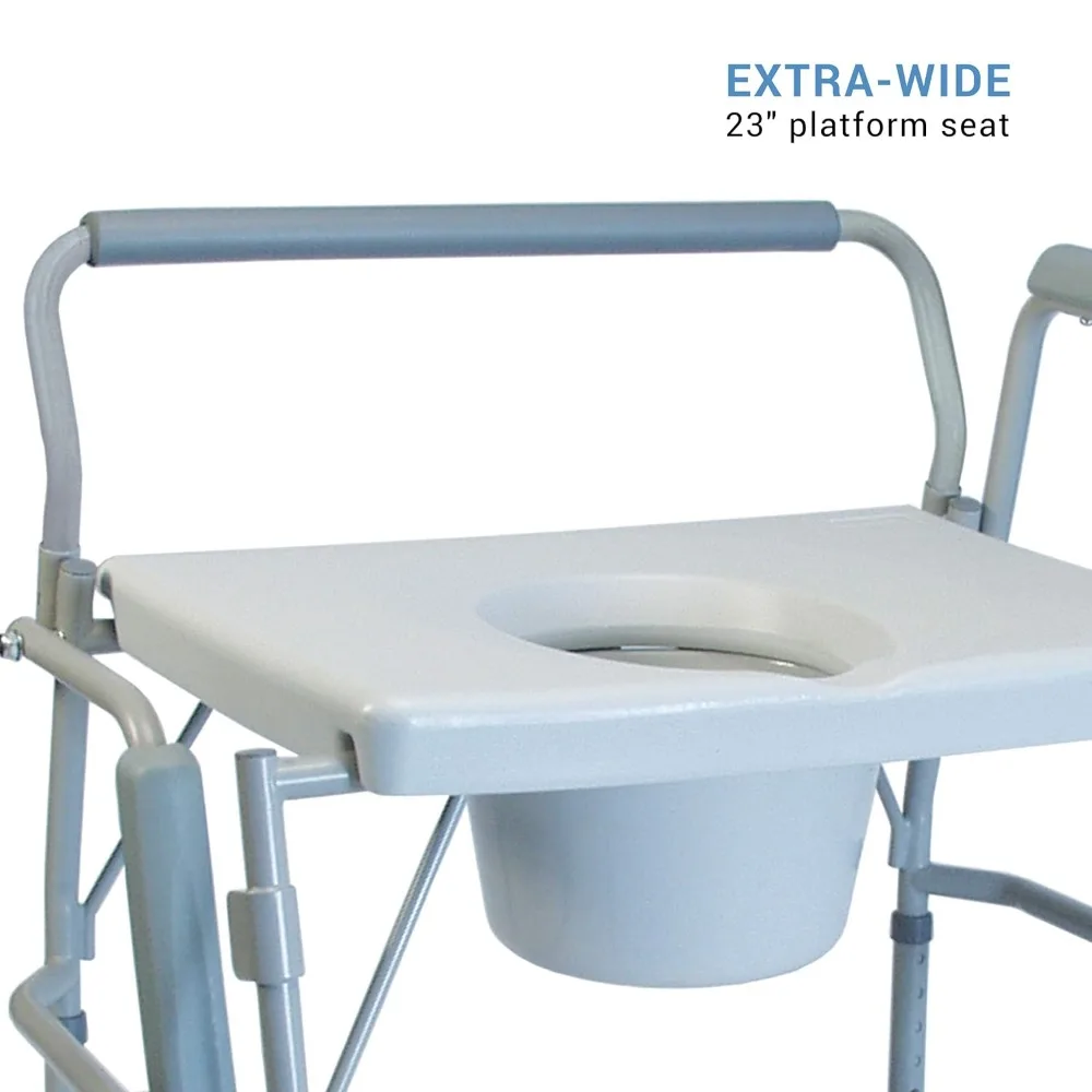 كرسي صوان بجانب السرير 3 في 1 مع مقعد مرحاض مرتفع وإطار أمان واسع للغاية وسعة عالية #5