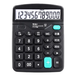 Desktop Calculator,Large Computer Keys with Alarm Clock and 12 Digits Display