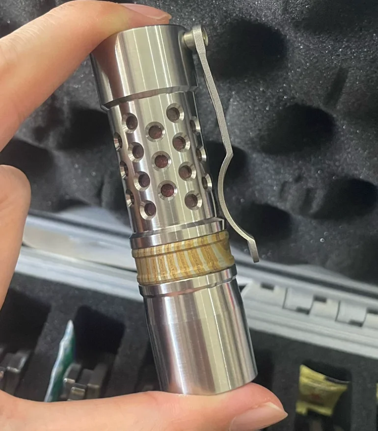 Used EDC Barrel titanium alloy natural color flashlight Outdoor Tools Strong Light Torch Lamp Decompression Toy