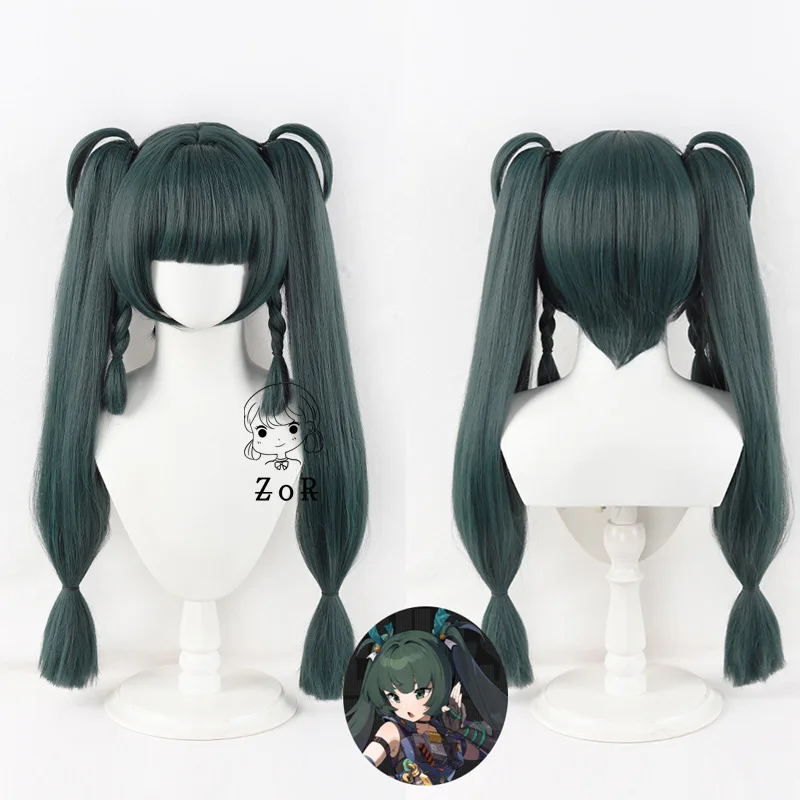 

Zenless Zone Zero Qingyi Cosplay Wig Woman Green Braid Twintails Hair Halloween Party Dress up Wig Comic-con Costume Accessories