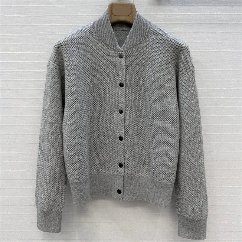 cardigan for women New elastic knitted hollow thin coat for autumn 2026 wool blend women's sweater Single breasted Knitwear y2k