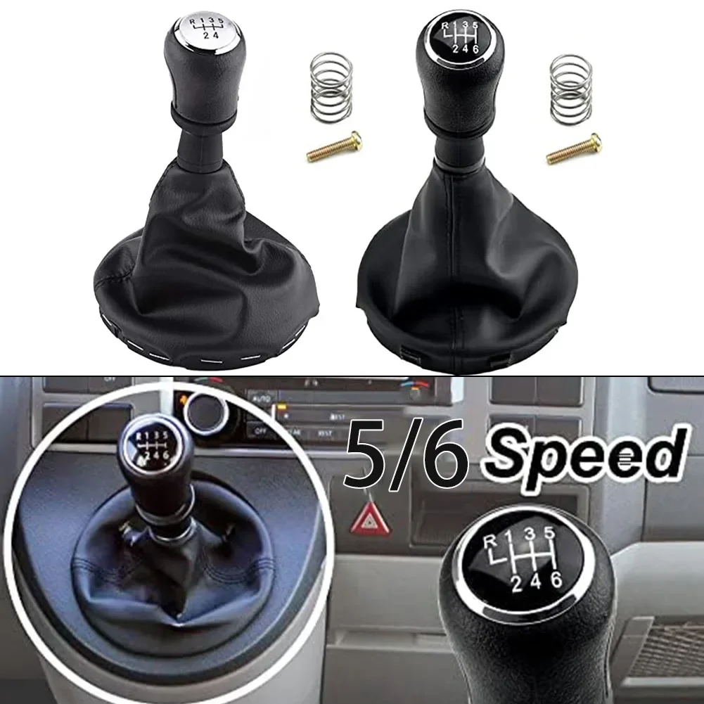 1pcs Black Abs 20*7*7cm Newest Sale For Multivan Caravelle T5 2003-2010 Car 6 Speed Gear Shift Knob Leather Boot New Accessories