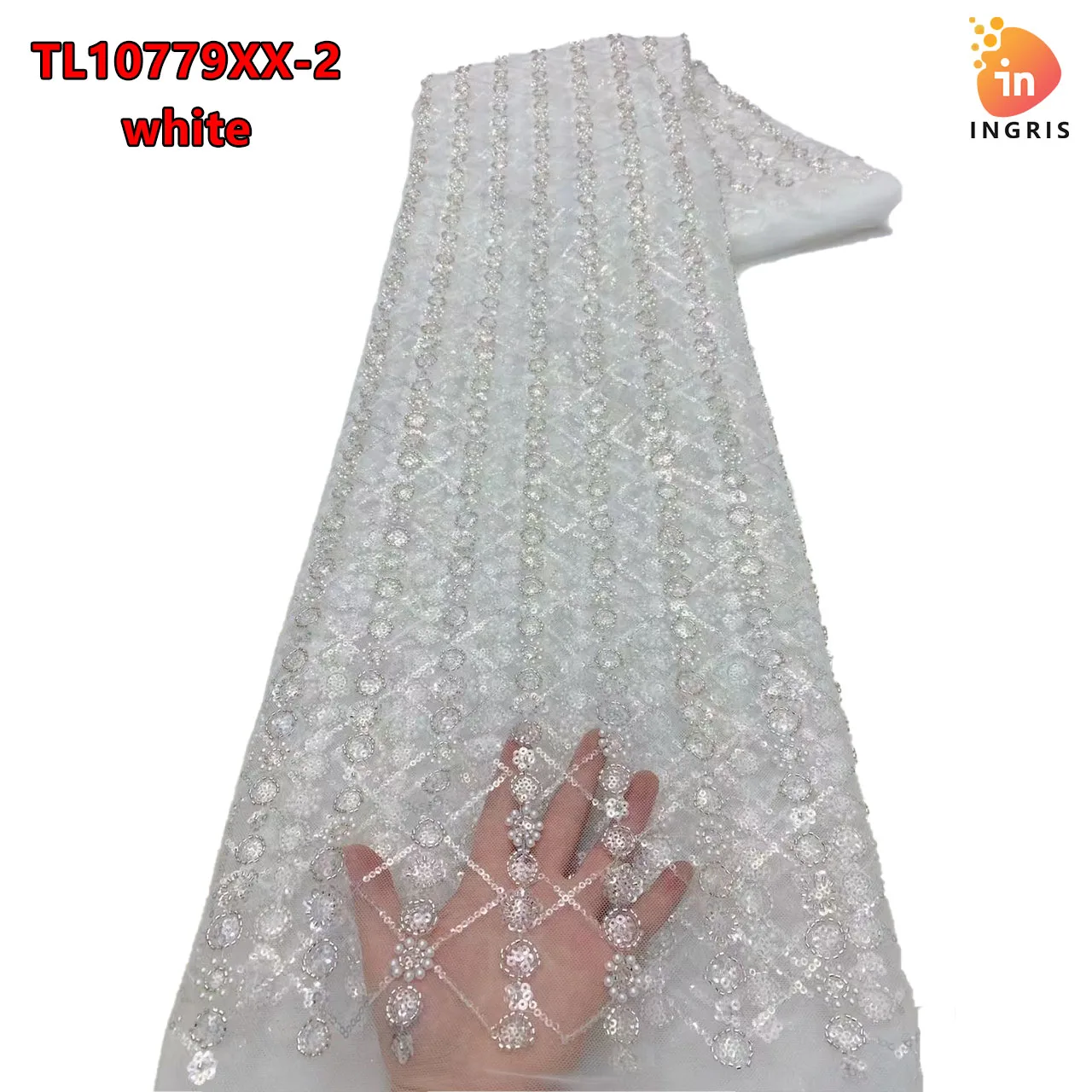 

African Lace Fabric 2024 High Quality Lace French Mesh Beads Lace Fabric Sequins Nigerian Lace Fabric Wedding Dress TL10779XX