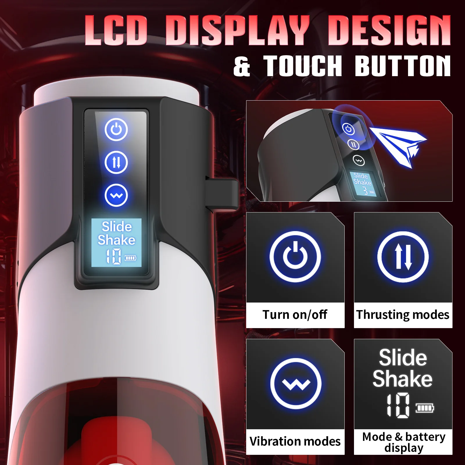 8 بوصة التلقائي التوجه ذكر الاستمناء LCD الضارب اللسان الحقيقي جيب كس الجنس مضخة كس الاستمناء لعب للرجال