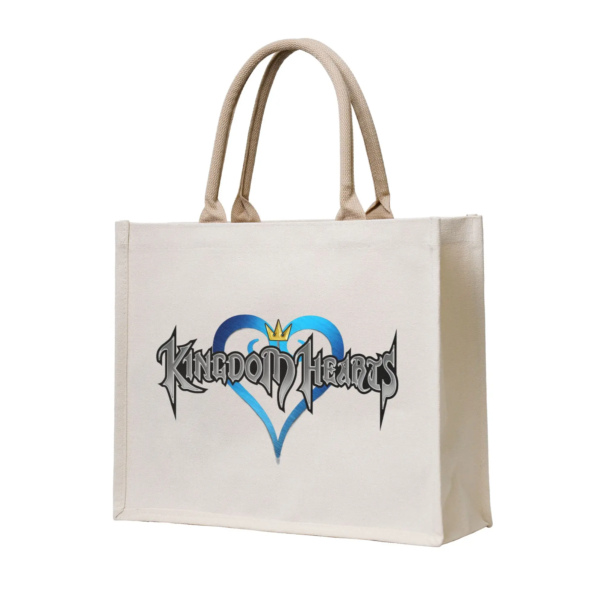 

Сумка для покупок с логотипом K-Kingdom H-Hearts, сумка-шоппер на заказ, портативная сумка-тоут на плечо, большая вместительная сумка-тоут