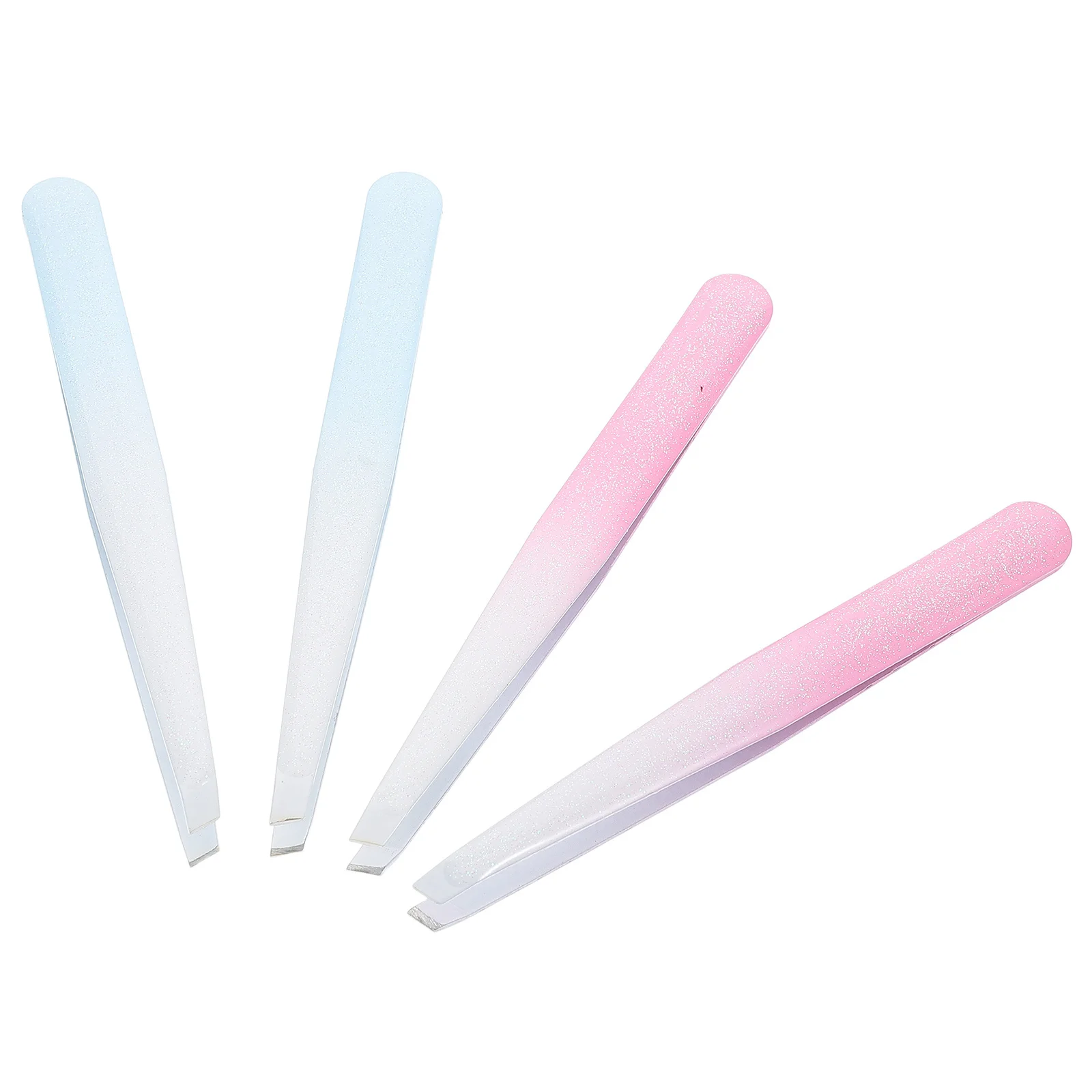 4 個プロフェッショナル眉毛ピンセット斜め先端グリッターエポキシ仕上げトラベルサイズ精密グルーミングツールセットプラッカーヘアリムーバー
