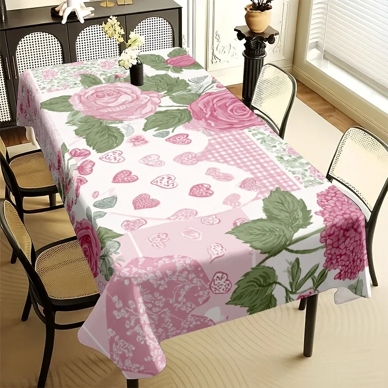 Floral Print Waterproof Tablecloth for Dining Room Outdoor Patio Picnic Table Summer Decor