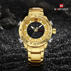 NAVIFORCE9093 Top Men's Dual Display Watches Waterproof Multi Functional Date Glow Fashion Brand Electronic Quartz Watch for Men