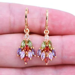 Fashion Gold Color Multicolor Zircon CZ Tail Dangle Earrings for Women