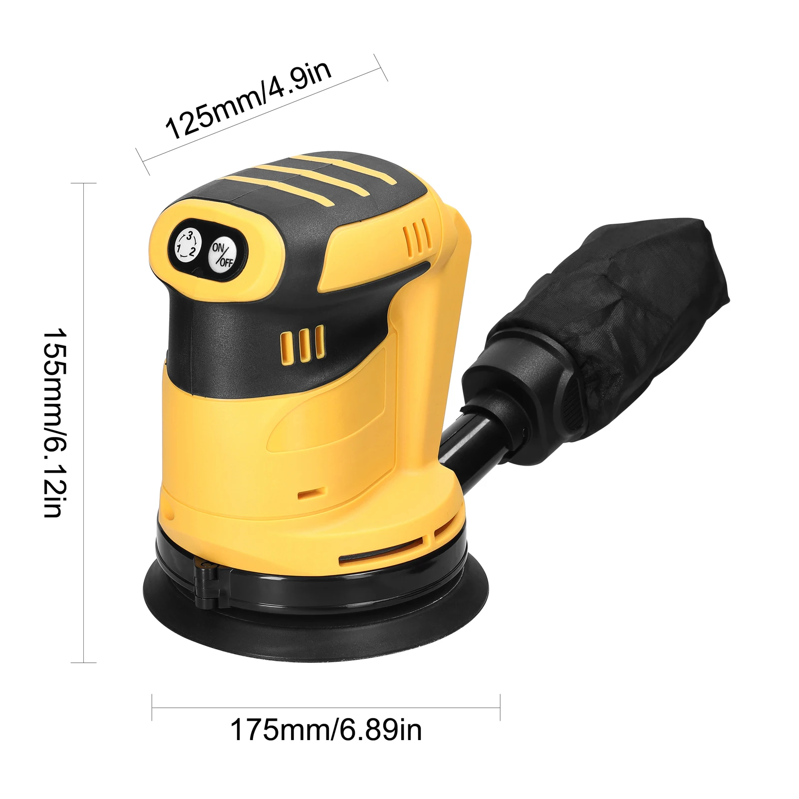 125mm Brush/Brushless Motor Cordless Orbital Sander Grinder Wood Metal Waxing Polishing Grinding Machine for Dewalt 20V Battery