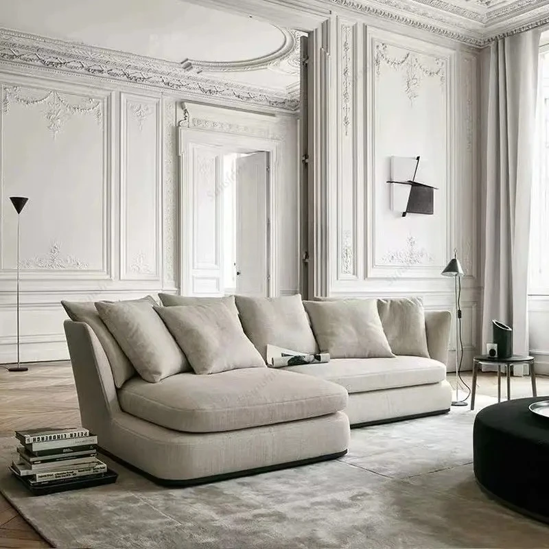 A Nordic wabi-sabi style simple modern technology fabric sofa light luxury concubine lazy lamb wool curved