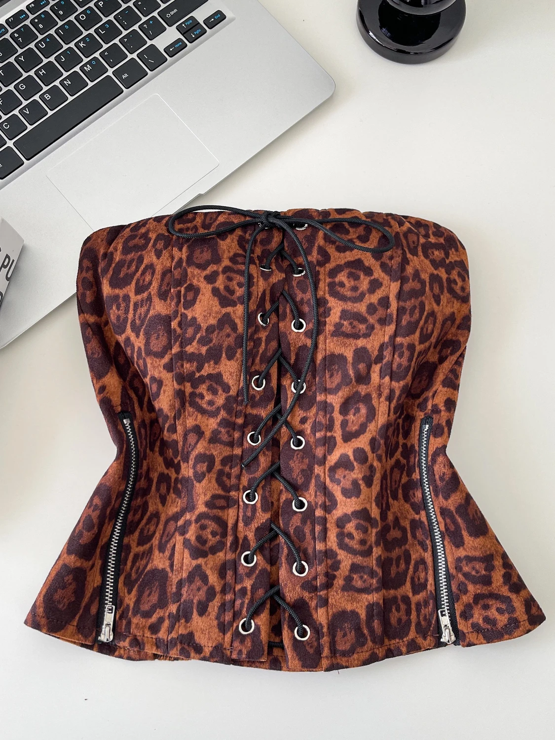 Top corto sexy con stampa leopardata Gilet da donna slim fit con cerniera Design alla moda Bal Summer Faion College Girls