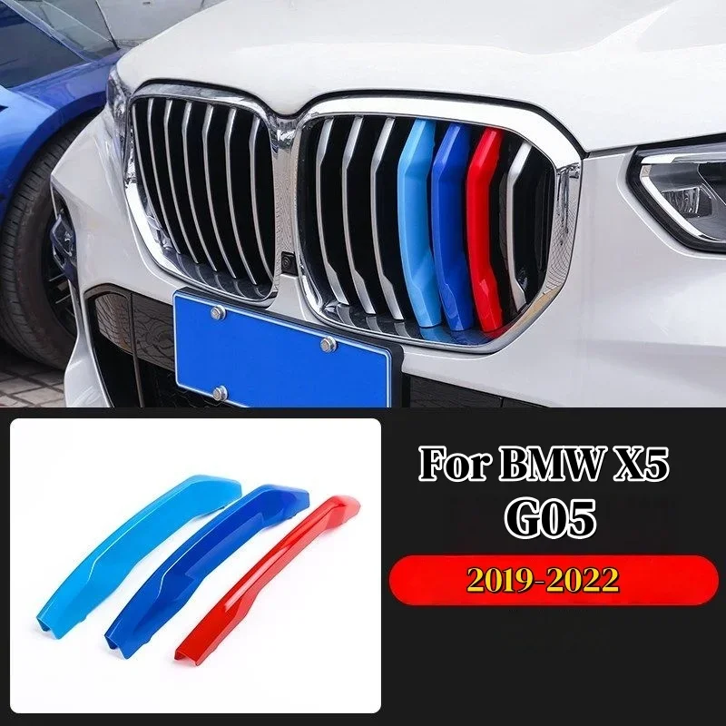 3Pcs Car Grille Trim Strip For BMW X5 E53 E70 F15 G05 1998-2022 BMW X6 E71 E72 F16 2008-2018 Motorsport Power M cover