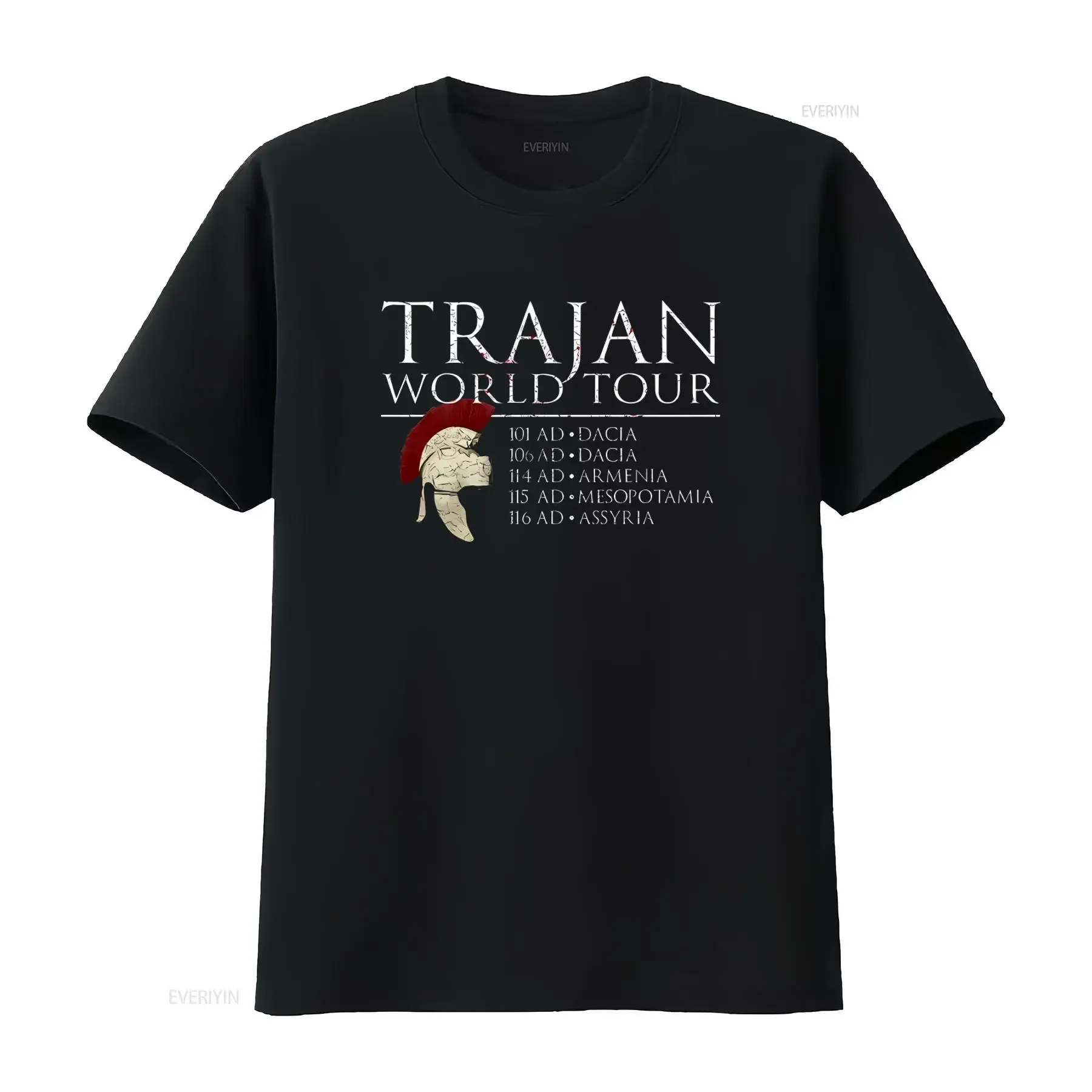 Trajan World Tour Roman Legion Emperor Caesar T Shirt Historical Print for American Fashion vintage Washed Soft Stylish homme