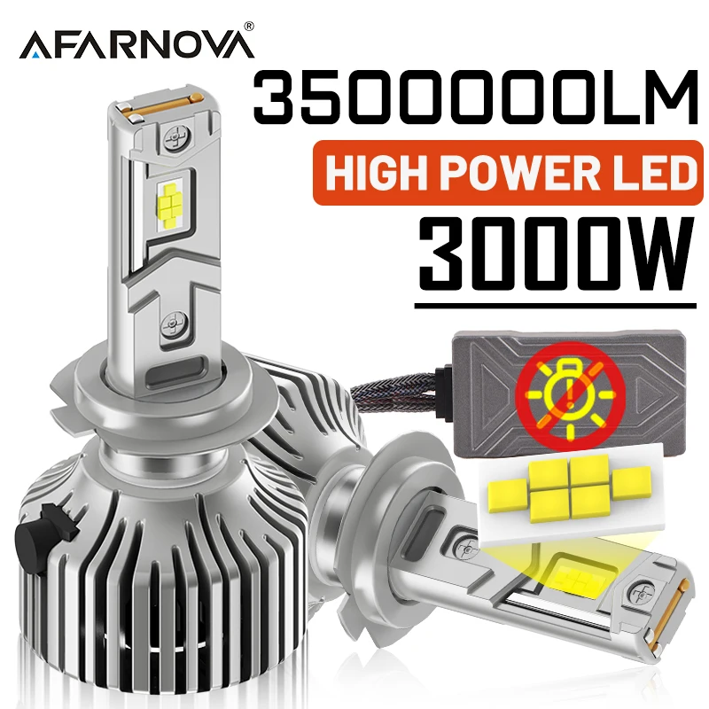 3000 واط 4000000LM H7 H4 H11 Led المصباح عالية الطاقة 9084 CSP Canbus H1 H8 9005 HB3 9006 HB4 3 النحاس توربو مصباح سيارة Led كشافات
