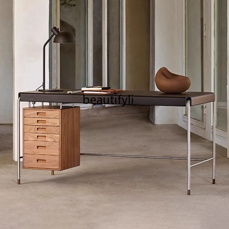 

Medieval style desk, stainless steel Bauhaus retro desk designer model