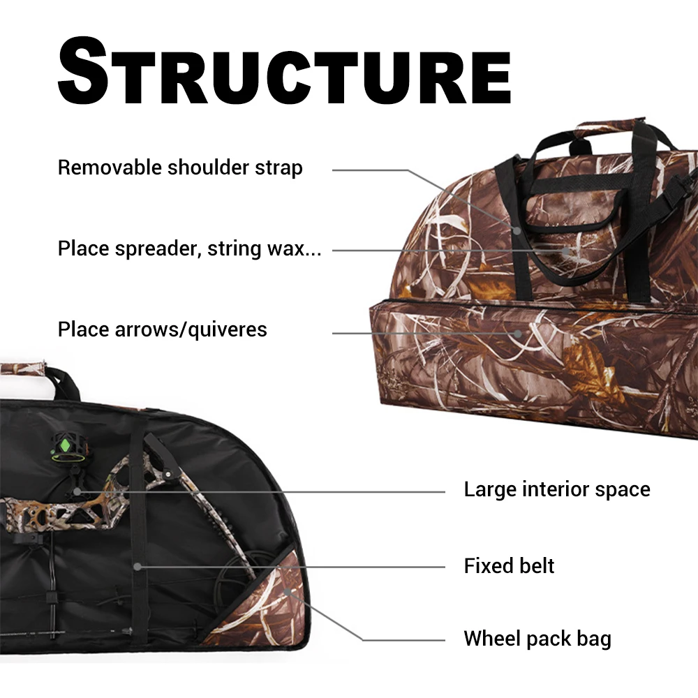 Bow Carrying Bag Archery Equipment Storage Bag with Arrow Pocket Canvas Compound Hunting Bow Case for 95cm 100cm 115cm Bow Shoot view 5