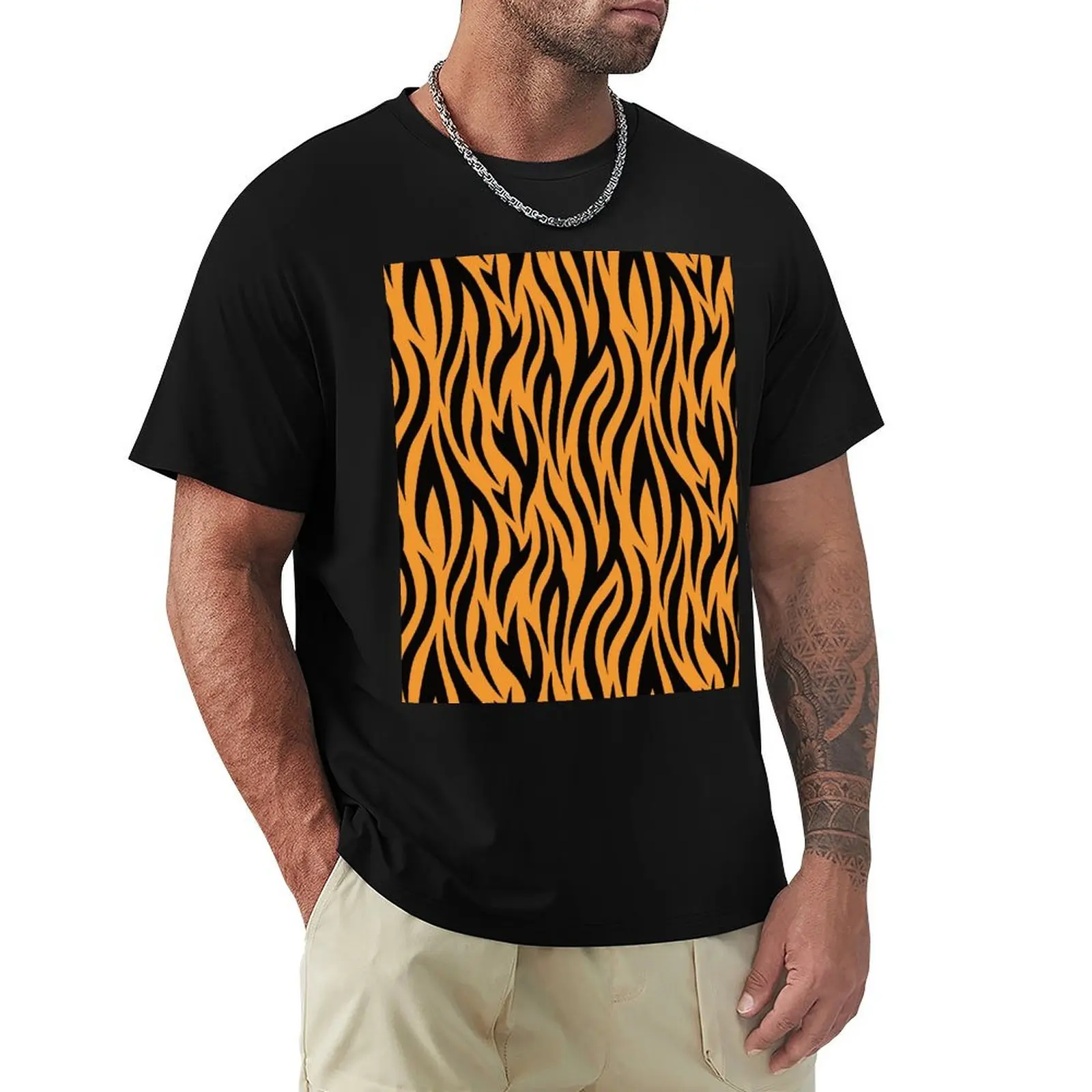

Tiger Stripes Print T-Shirt anime shirt graphics rapper graphic tees mens designer t shirt