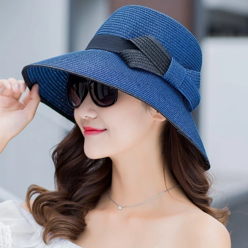 Straw Visor Hat Women Summer Sun Shade Hats Sunscreen Sun Protection Foldable Female Seaside Beach Cap Casual Outdoor Caps