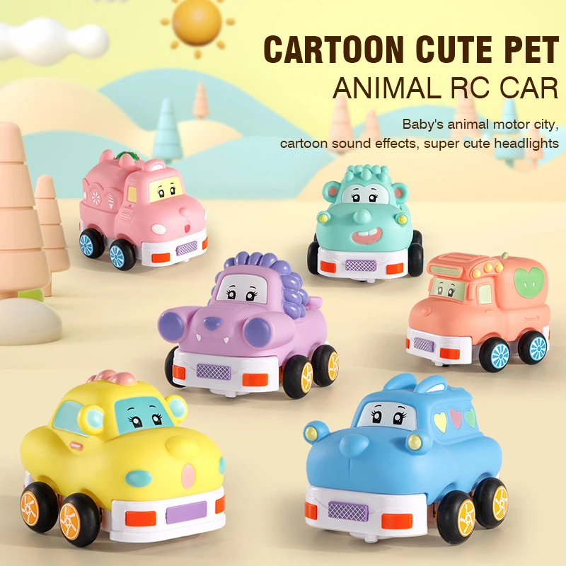 2.4G RC Cartoon Mini Car Wireless Handle Remote Control Soft Rubber Smart Music Lighting Vehicle Drop Resistant Kids Toys Gift