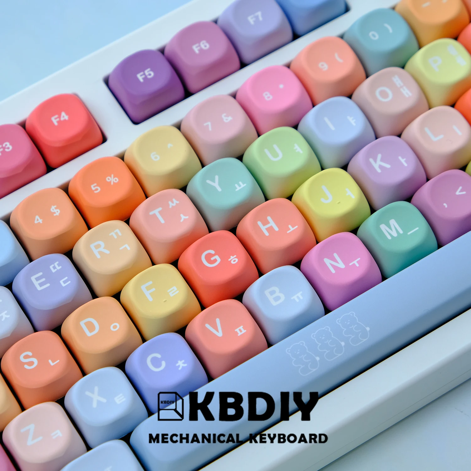 Imagem -05 - Kbdiy-keycap Coreano para Teclado Mecânico para Jogos Perfil Coreano Gomas de Ursos Iso Cor Cinco Lados 141 Teclas por Conjunto Diy