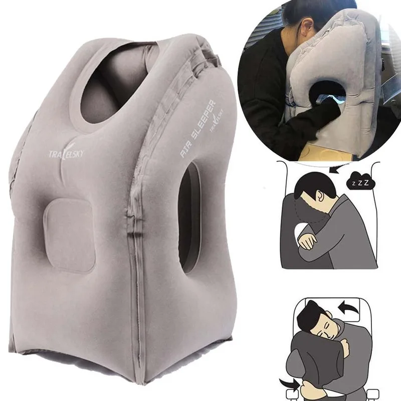 Upgraded Inflatable Air Cushion Travel Pillow Headrest Chin Support Cushions for Airplane Plane Car Office Rest Neck Nap Pillows