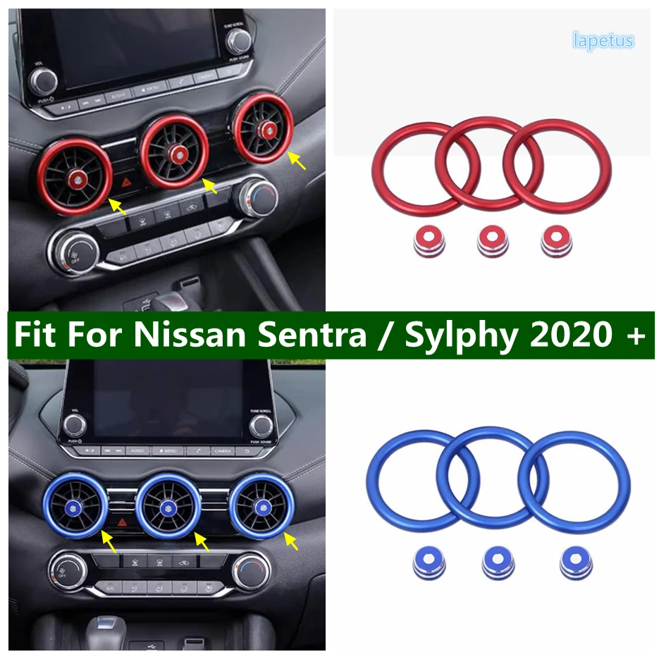 

Dashboard Center Air AC Outlet Vent Knob Decor Ring Cover Trim For Nissan Sentra / Sylphy 2020 - 2024 Blue / Red Car Accessories