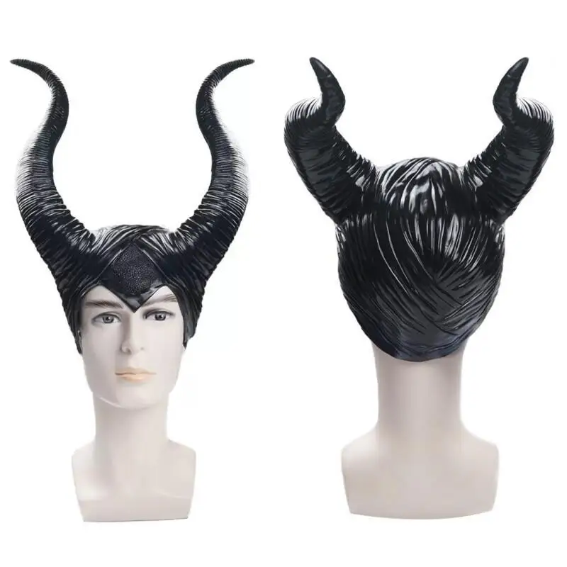 

Halloween Evil Queen Black Devil Horns Headband Cosplay Props 25x44cm Gothic Curved Angle Bullhorn Headgear Peformance Supplies