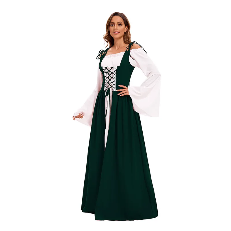 Adult loween Par Medieval Costume Vintage Court Queen Long Dr Stage Performance Outfit Ele Women's Traditional Cl...