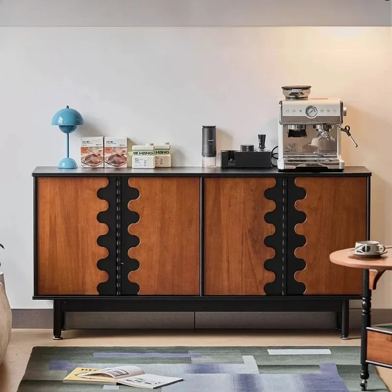 

Medieval solid wood chest, French retro dining side cabinet, storage cabinet, living room storage display, storage wall
