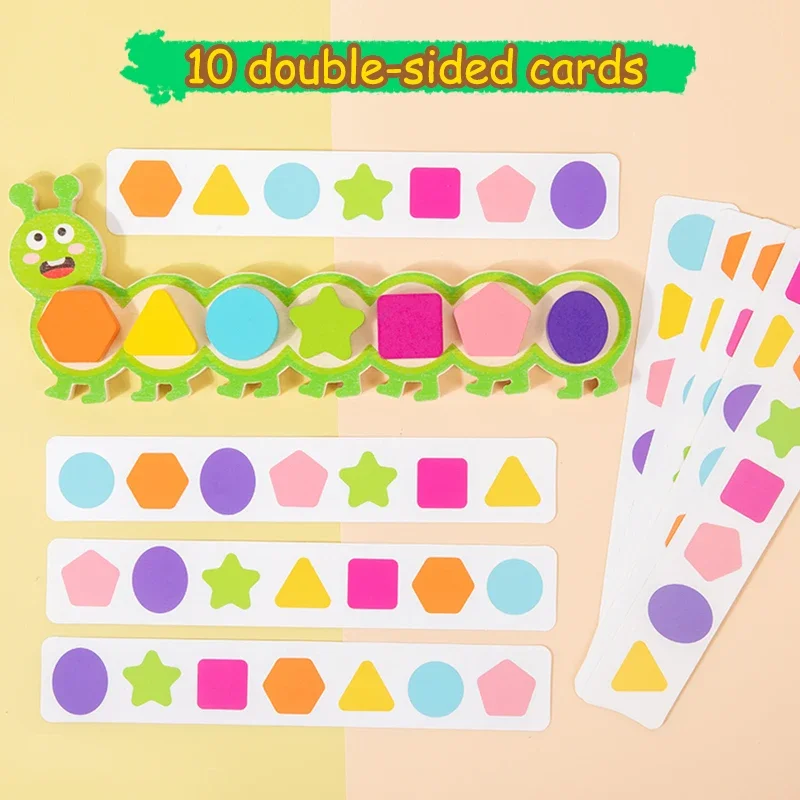 Puzzles chenille magnétiques Montessori, jouets pour enfants, jeu de société d'entraînement à la réflexion logique, couleurs et formes assorties