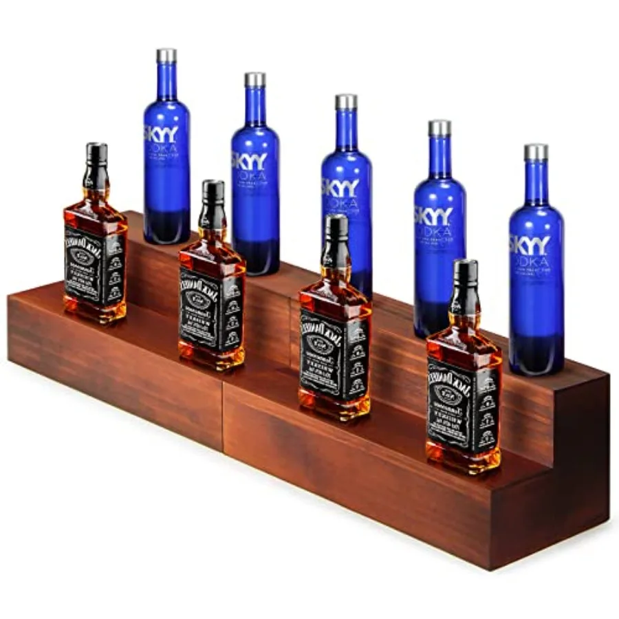 

Liquor Bar Bottle Display Shelf, 2 Tier Real Shelves for Liquor Bottles, Bar Shelf for Liquor, Liquor for Home Liquor Shelves B