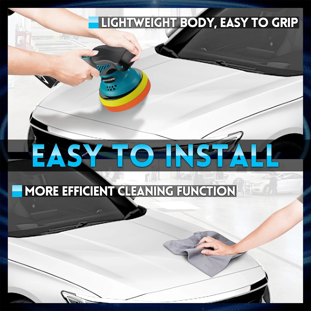 コードレス電気自動車研磨機,自動車研磨,自動ワックスがけ,マキタ18vバッテリー用回転工具,6ギア調整,125mm