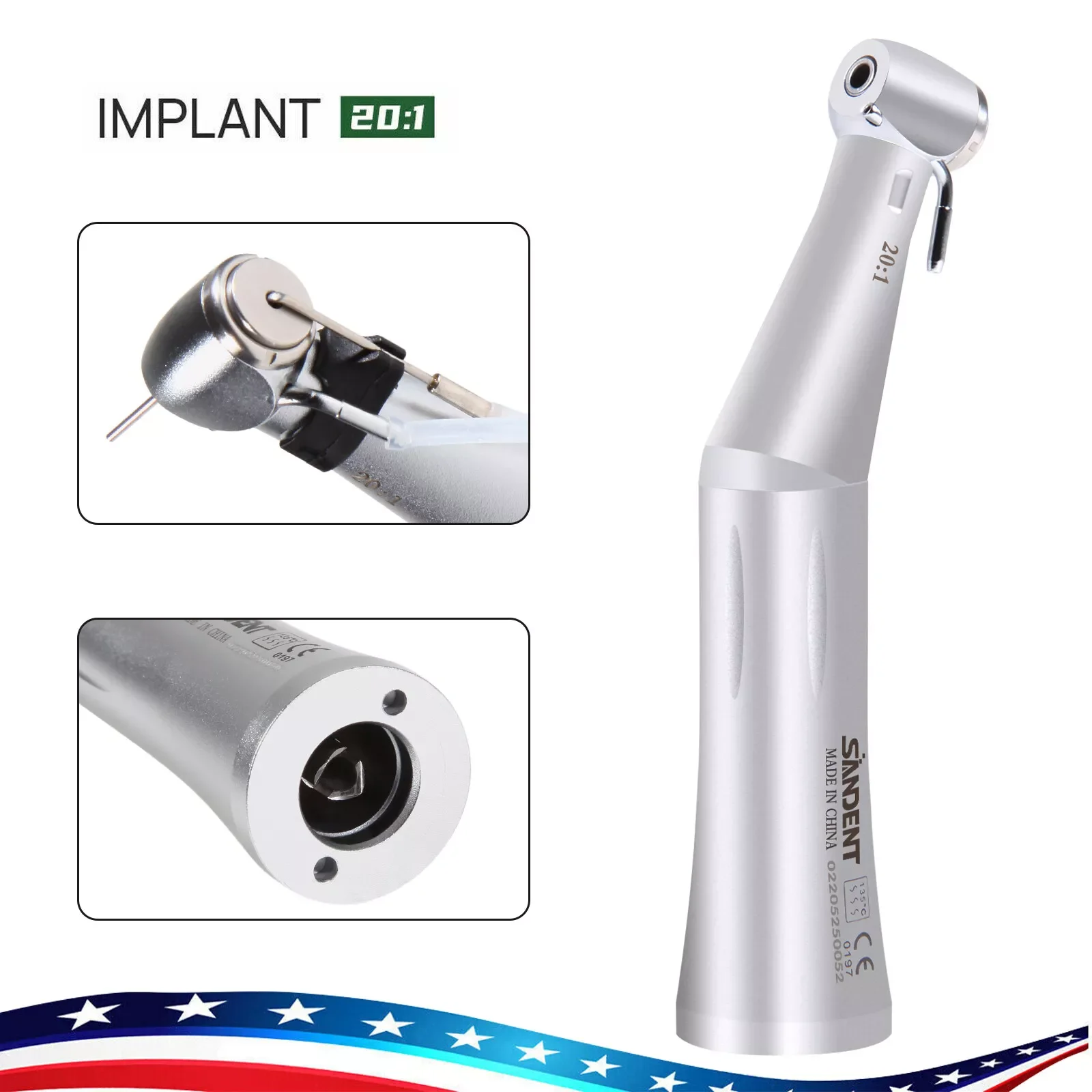 Dental Implant Surgical Handpiece 20:1(Fiber Optic LED) Contra Angle Fit NSK Implant Motor view 2