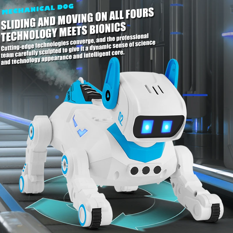 2.4G Rc Hond Afstandsbediening Mechanische Pupy met Licht en Geluid Spray Interllgent Dier Dual Control Interactief Speelgoed Kindercadeau