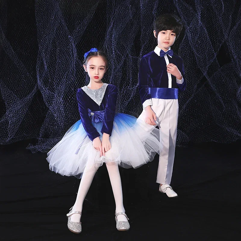 Costumi da coro per bambini Abiti per spettacoli teatrali Grande coro Ragazzo Ragazza Danza Abito da balletto Costume da recitazione per alunni della scuola