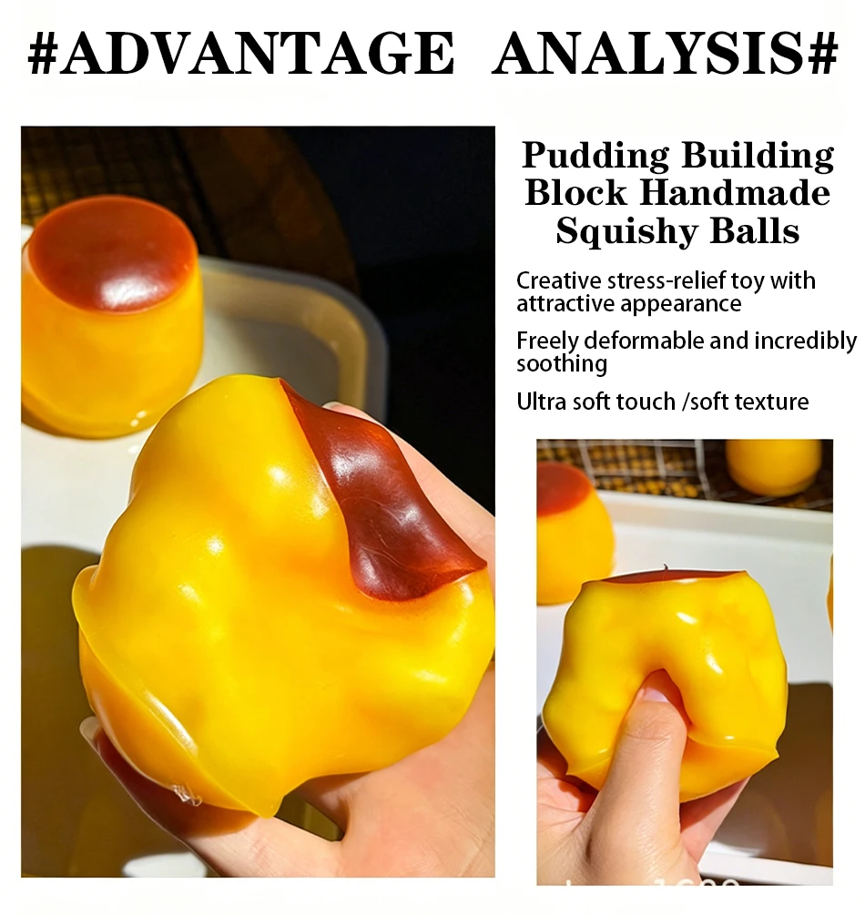 1-3 Stück Handgemachtes Knuspriges Pudding-förmiges Knister-Squeeze-Spielzeug mit Knusprigem Füllstoff, Squishy-Ball zur Angstlinderung und Stressabbau für Erwachsene – Detail 3