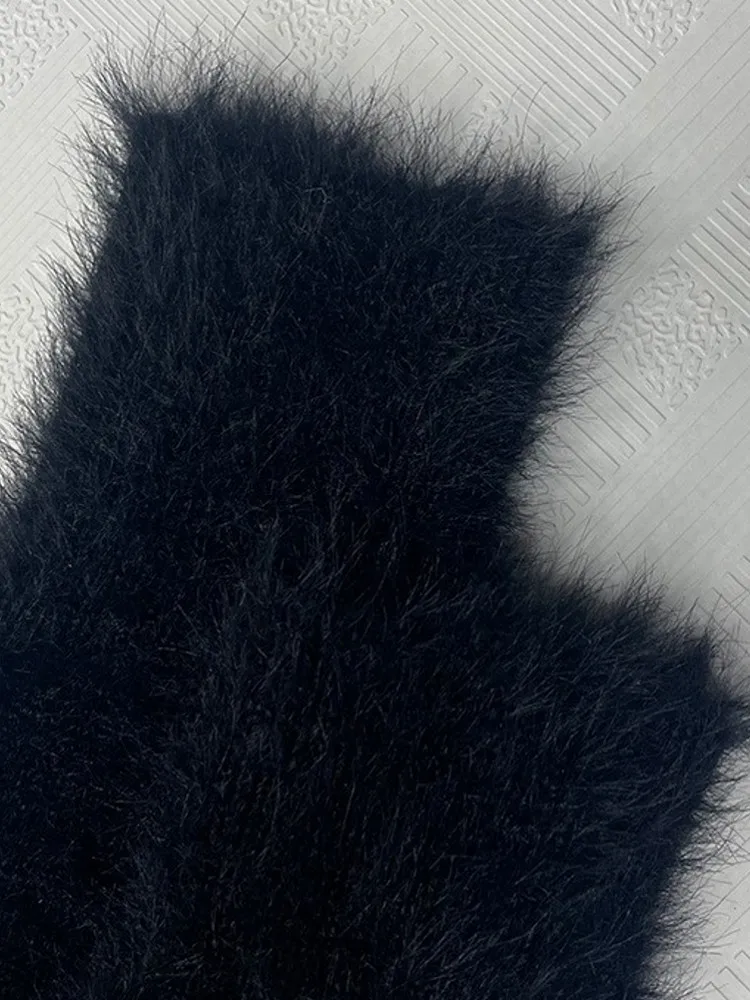 2025 herbst Frauen Rüschen Pullover Langarm Gestrickte Bodenbildung Schwarz Pullover Frauen Casual Pullover Winter Jumper Sueter Mujer