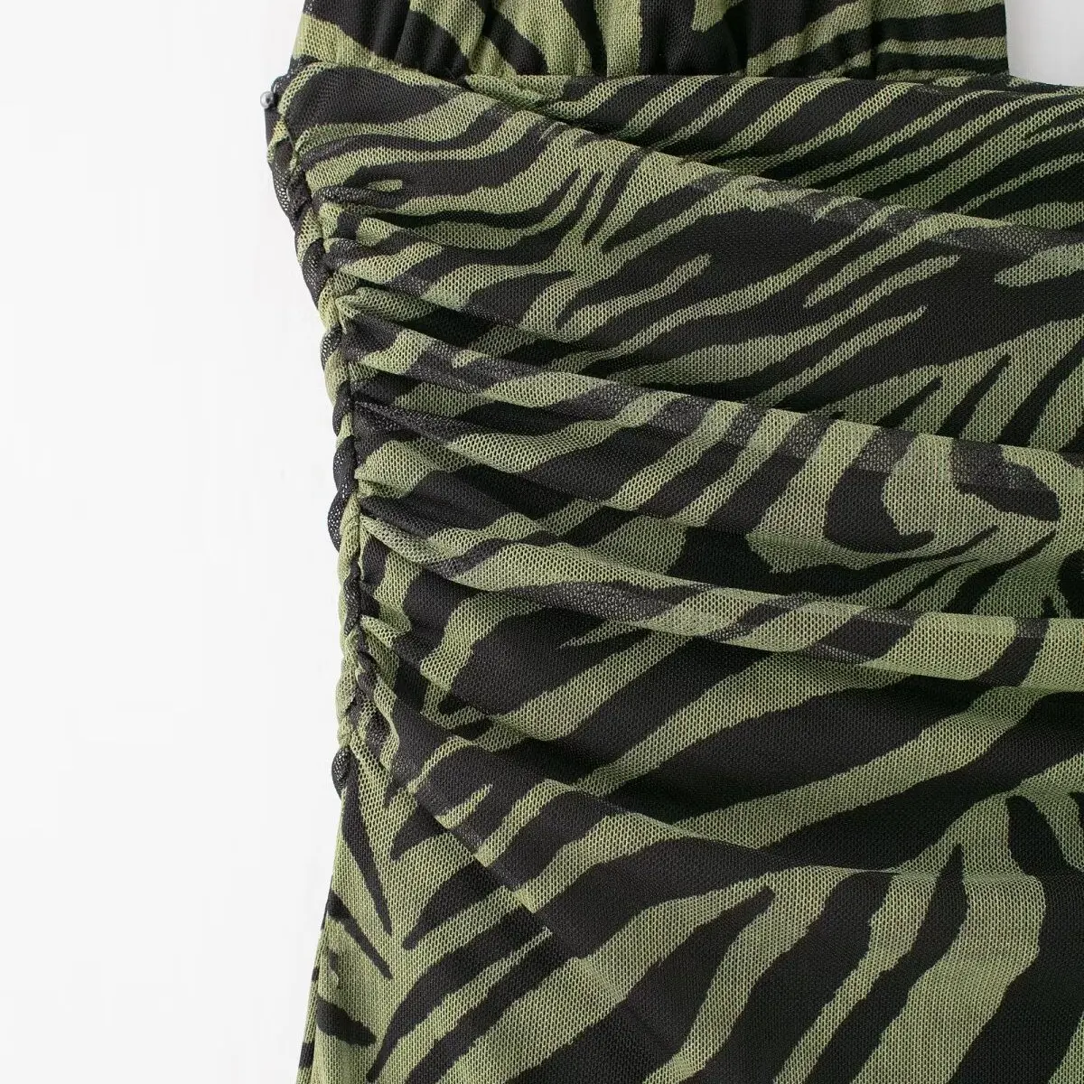 JNLEAOG Modna, drukowana jedwabna sukienka damska na co dzień, letnia, elegancka, z dekoltem w kształcie litery V i ozdobnymi detalami w talii.