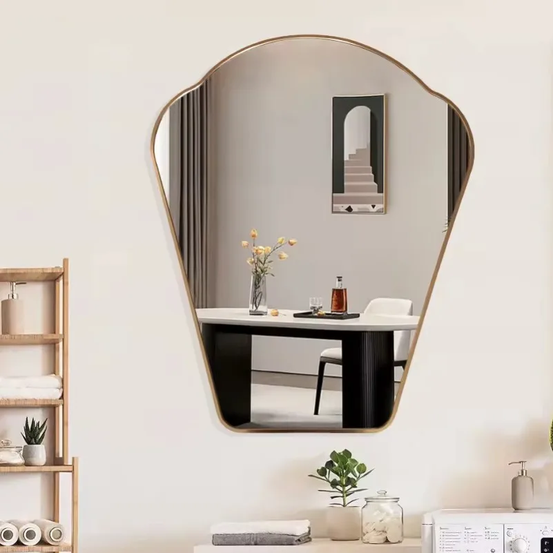 Large Asymmetrical Metal Framed Irregular Wall Hanging Mirror Modern Decor For Living Room Bedroom Hotel