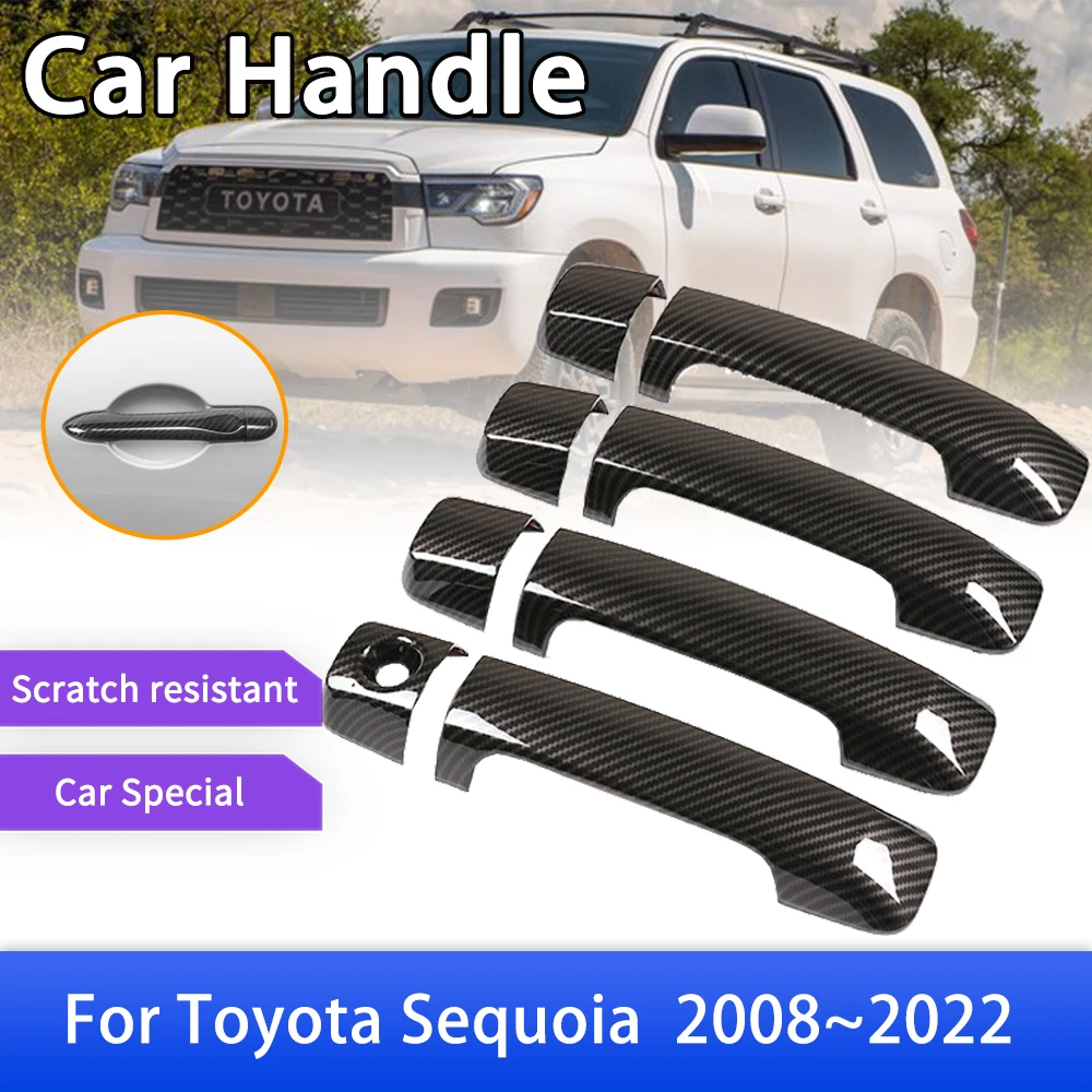 

Carbon Fiber Outer Door Handle Cover Trim for Toyota Sequoia XK60 2008~2022 Car Protective Accessories Stickers 2019 2020 2021