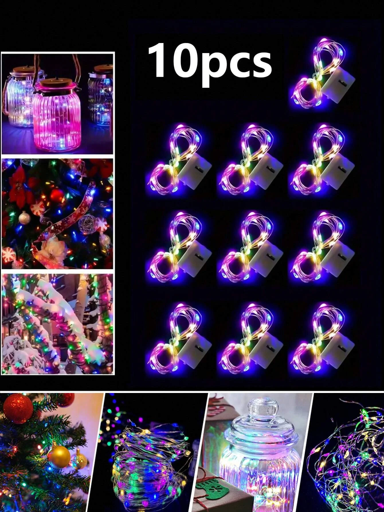 Outside 10 Pack Waterproof Mini Fairy Lights Copper With 3 Speed Modes for Christmas Decorations and Outdoor Use Battery Powered